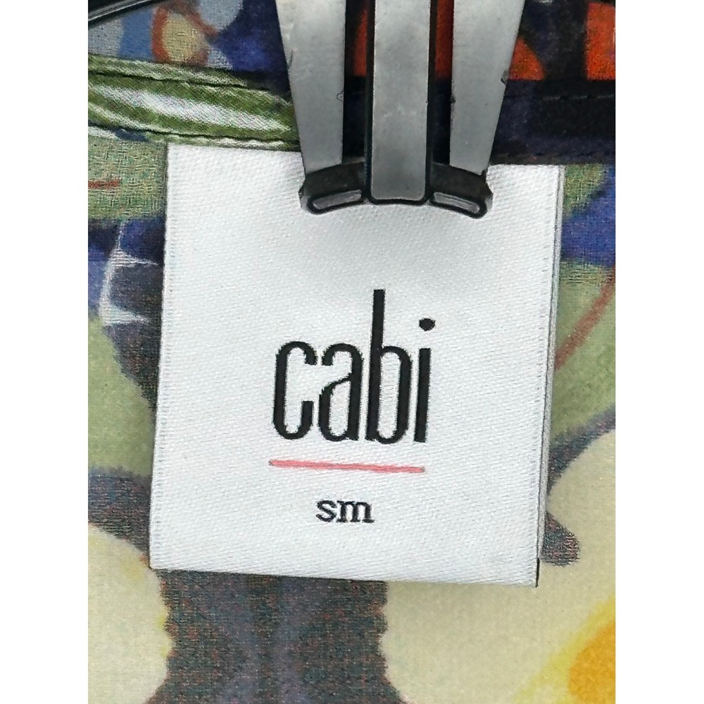 Cabi Amour Floral Diamond Print Sheer Blouse Multicolor Button Front Top Sz S - Picture 3 of 8